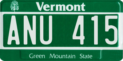 VT license plate ANU415