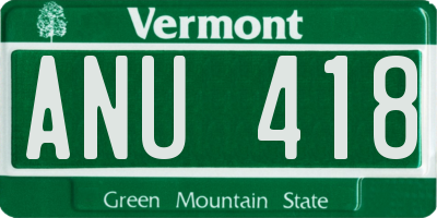 VT license plate ANU418
