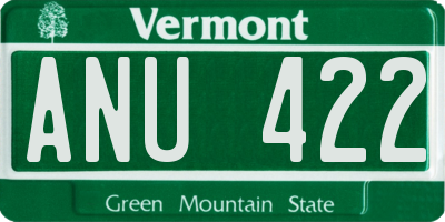 VT license plate ANU422