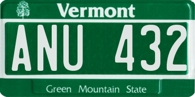 VT license plate ANU432