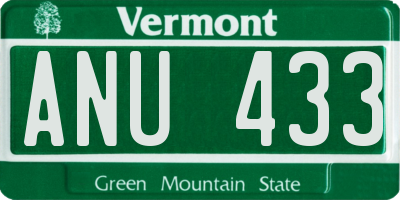 VT license plate ANU433