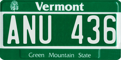 VT license plate ANU436