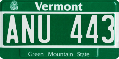 VT license plate ANU443