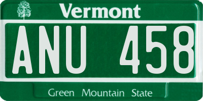VT license plate ANU458