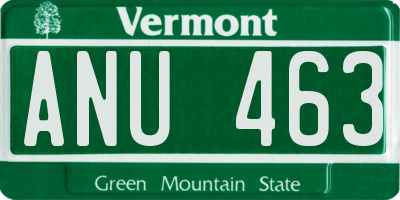 VT license plate ANU463