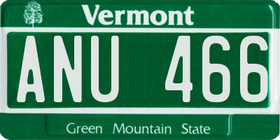 VT license plate ANU466