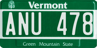 VT license plate ANU478