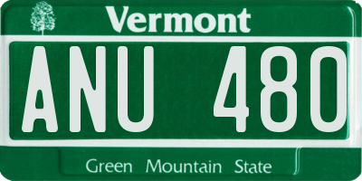VT license plate ANU480