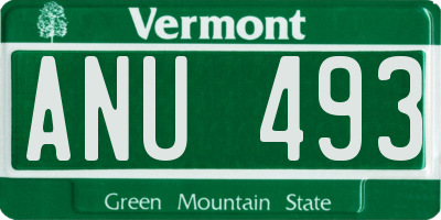 VT license plate ANU493