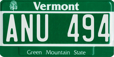 VT license plate ANU494