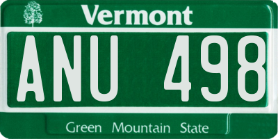 VT license plate ANU498