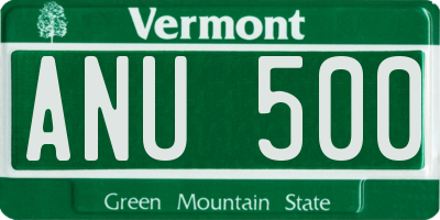 VT license plate ANU500