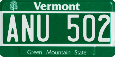 VT license plate ANU502