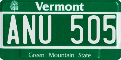 VT license plate ANU505
