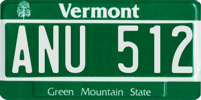VT license plate ANU512