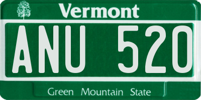VT license plate ANU520
