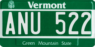 VT license plate ANU522