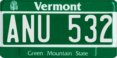VT license plate ANU532