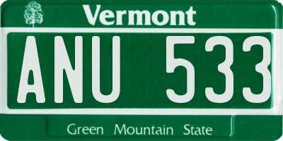 VT license plate ANU533
