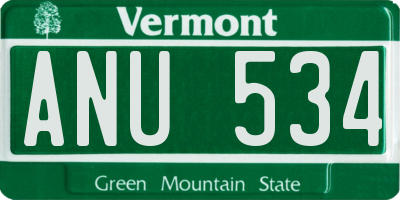 VT license plate ANU534