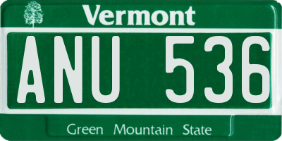VT license plate ANU536