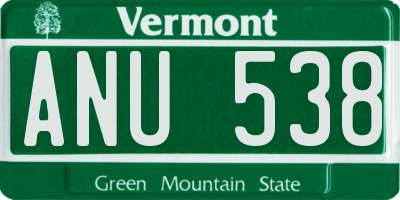 VT license plate ANU538