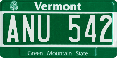 VT license plate ANU542