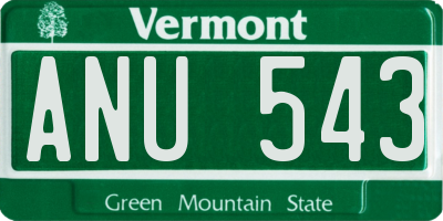 VT license plate ANU543
