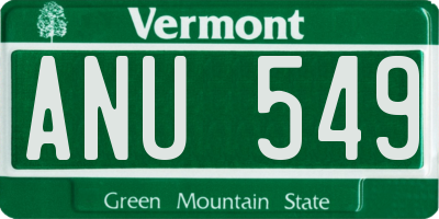 VT license plate ANU549