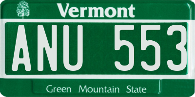 VT license plate ANU553