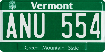 VT license plate ANU554