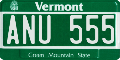 VT license plate ANU555