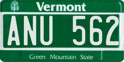 VT license plate ANU562
