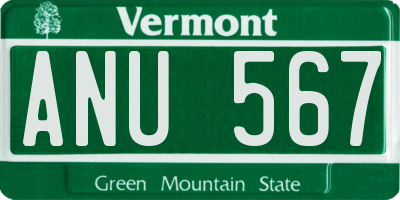 VT license plate ANU567