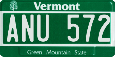 VT license plate ANU572