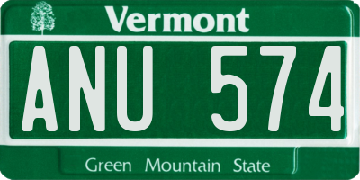 VT license plate ANU574