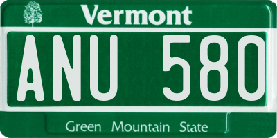 VT license plate ANU580