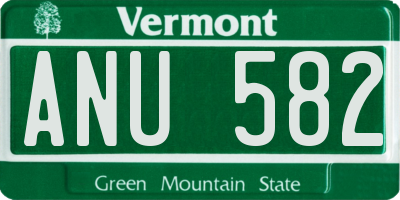 VT license plate ANU582