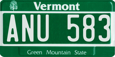 VT license plate ANU583