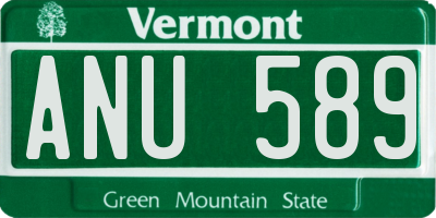VT license plate ANU589