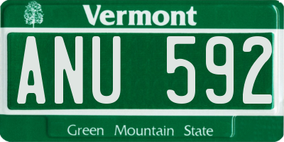 VT license plate ANU592