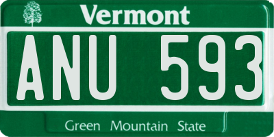 VT license plate ANU593