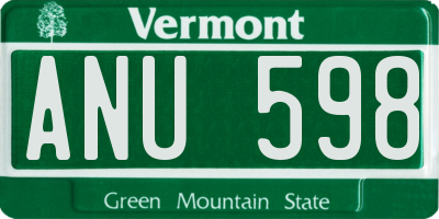 VT license plate ANU598