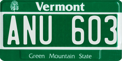 VT license plate ANU603