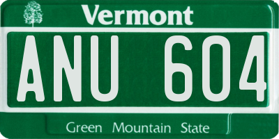 VT license plate ANU604