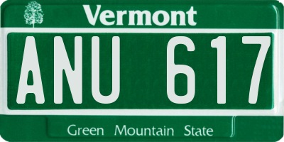 VT license plate ANU617