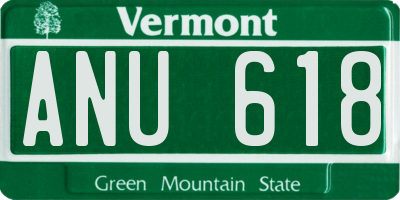 VT license plate ANU618