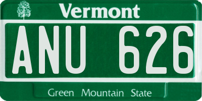 VT license plate ANU626