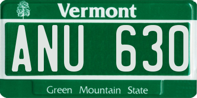 VT license plate ANU630