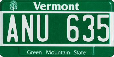 VT license plate ANU635